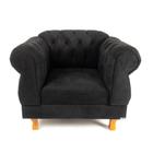 Poltrona Elisabeth Chesterfield Capitone Suede Preto Decorativa / Sala, Tv, Estar, Recepção, barbearia