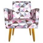 Poltrona Estampada Nina Triangulo Rosa para Costura Rodapé - 2M Decor