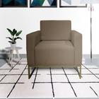 Poltrona Estofada Com Base de Ferro Para Sala de Estar Leticia Pé Ferro Suede Cappuccino - LM DECOR