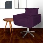 Poltrona Estofada Com Base Giratória de Metal Opala Suede Roxo - LM DECOR