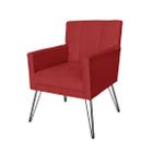 Poltrona Estofada Para Sala de Espera Pés de Ferro Onix Suede Vermelho - DL Decor