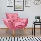 Poltrona Fatte Confort Decorativa Recepção Salão de Beleza Sala Suede Rosa Bebê - Ahazzo Móveis