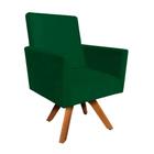 Poltrona Giratória Nina Suede Verde Base Madeira MM30 D'Rossi