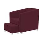 Poltrona Ibis com puff Bordo recepção sala escritorio