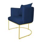 Poltrona Infinity Suede Azul Marinho Base Metálica Dourada - Belliv Decor