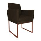 Poltrona Klara Suede Marrom Base Metálica Industrial Cobre - Vallisa Decor