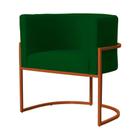 Poltrona Luana Base Metálica Cobre Suede Verde - Belliv Decor