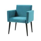 Poltrona Luca para Sala de Recepção em Suede - Azul Turquesa