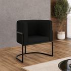 Poltrona material sintético Decorativa Lua Recepção Base Ferro Black - B BALAQUI DECOR