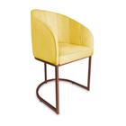 Poltrona Mia Suede Amarelo Base Metálica Cobre - Vallisa Decor