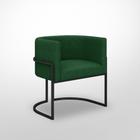 Poltrona Moderna Luna Suede cor Verde - Base de Ferro Preta - Dávila Decor