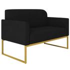 Poltrona Namoradeira Decorativa Isabella Base Industrial Suede Preto/Dourado G19 - Gran Belo