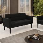 Poltrona Namoradeira Decorativa Karen Pés Fixo em Madeira Preto Suede Preto G19 - Gran Belo