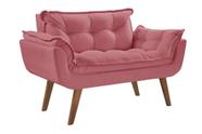 Poltrona Namoradeira Opalla Suede Base palito Rosa