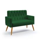 Poltrona Namoradeira Vega Com Rodapé e Capitonê Suede Verde Aradecor