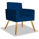 Poltrona Nina Cadeira Retro Decorativa Suede Azul Marinho