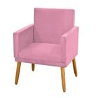 Poltrona Nina com Rodapé Decoração Sala Quarto Recepção Suede Rosa