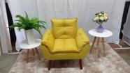 Poltrona Opala Com Fibra Siliconada Suede Amarelo-Thaina Decora - CASA DA POLTRONA