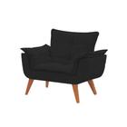 Poltrona Opala Luxo Confortavel Quarto Suede Preto