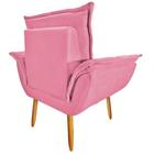 Poltrona Opala Luxo suede Rosa para sala e recepção