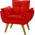 Poltrona Opala Suede Cadeira Decorativa Sala Recepção Pés Imbuia - Bela Decor
