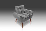 Poltrona Opala Suede Cinza Claro LM Decor