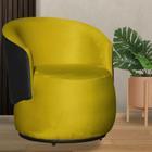 Poltrona Orgânica Veludo Amarelo Com Composê Preto - Vallisa Decor