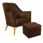 Poltrona Orion Bordada com Puff Quasar Suede Marrom Aradecor