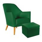 Poltrona Orion com Puff Quasar Sued Verde Aradecor