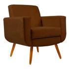 Poltrona para Sala de Estar Cristal Pés Madeira Suede Marrom