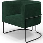 Poltrona Para Sala De Estar Decorativa Fixa Base Aço Preto Betina D02 Bouclê Verde - Lyam Decor