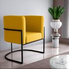 Poltrona para Sala de Recepção Milão Veludo Holland Amarelo - Mais de Casa