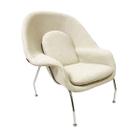 Poltrona para Sala Womb Chair Tecido Boucle Bege Luxo