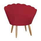 Poltrona Pétala Decorativa Suede vermelho Pés de Palito - Vallisa Decor.