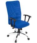 Poltrona Presidente Base Cromada Linha Tela Mesh Azul - Design Office