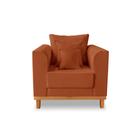 Poltrona Retro Viena Com Almofadas Decorativa Suede Terracota - Madeira Prima Deccor