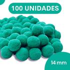Pompom Verde Médio - 14Mm Pacote Com 100 Unidades - Nybc