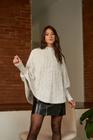 Poncho em tricot feminino mimo malhas -1072