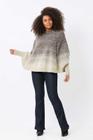 Poncho Ralm com punho de Tricot - Bege