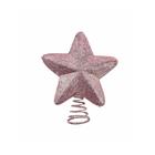 Ponteira De Estrela Com Glitter Rosé 15cm