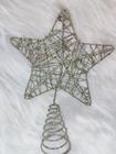 Ponteira Estrela Aramada Decoração De Árvore De Natal Com Glitter  14CM X 19CM Decorativo