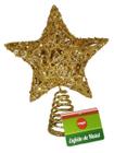 Ponteira estrela arvore natal enfeite decoração 15cm dourada