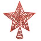 Ponteira Estrela Vazada Glitter Vermelho Luxo Base Espiral 20cm - Master Christmas