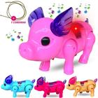 Porco Porquinho de Brinquedo com Som e Luz - 18 cm