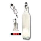 Porta Azeite 500ml Galheteiros Dosador Inox E Vidro Vinagre - Clink