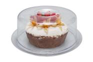 Porta bolo redondo boleira 24cm com tampa e prato acrílico transparente