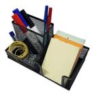Porta Caneta Lápis Organizador Preto Tela Mesa Escritório Material Treco Clips Metal Papel Aramado