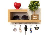 Porta Chave de Parede MDF Organizador Com Suporte Para Carteira e Oculos