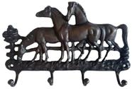 Porta Chaves Cavalos Majestoso 4 Pinos Em Bronze Oxidado
