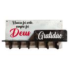 Porta Chaves Chave e Carteira Deus Gratidao Multi uso MDF - Decore Casa